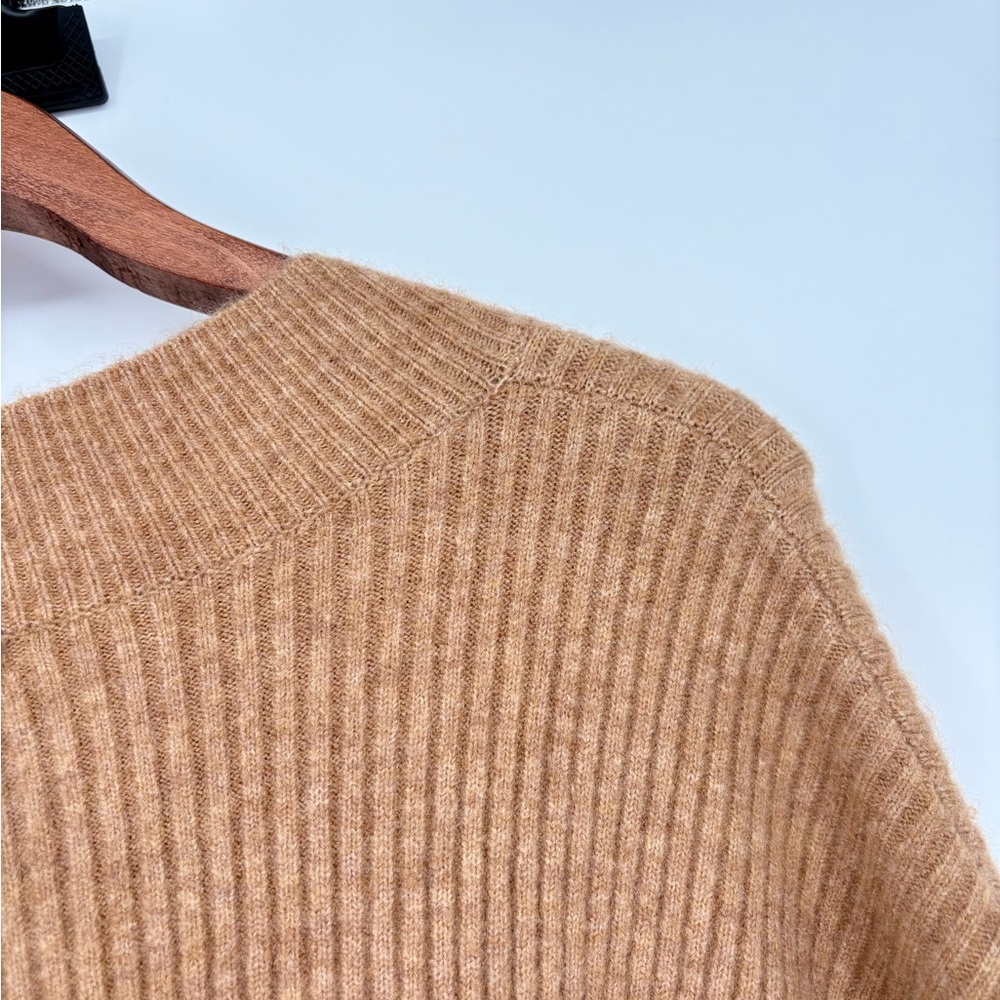 MARISSA WEBB ARIE RIBBED CASHMERE BLEND HENLEY MIDI SWEATER DRESS IN CAMEL - Picture 11 of 13